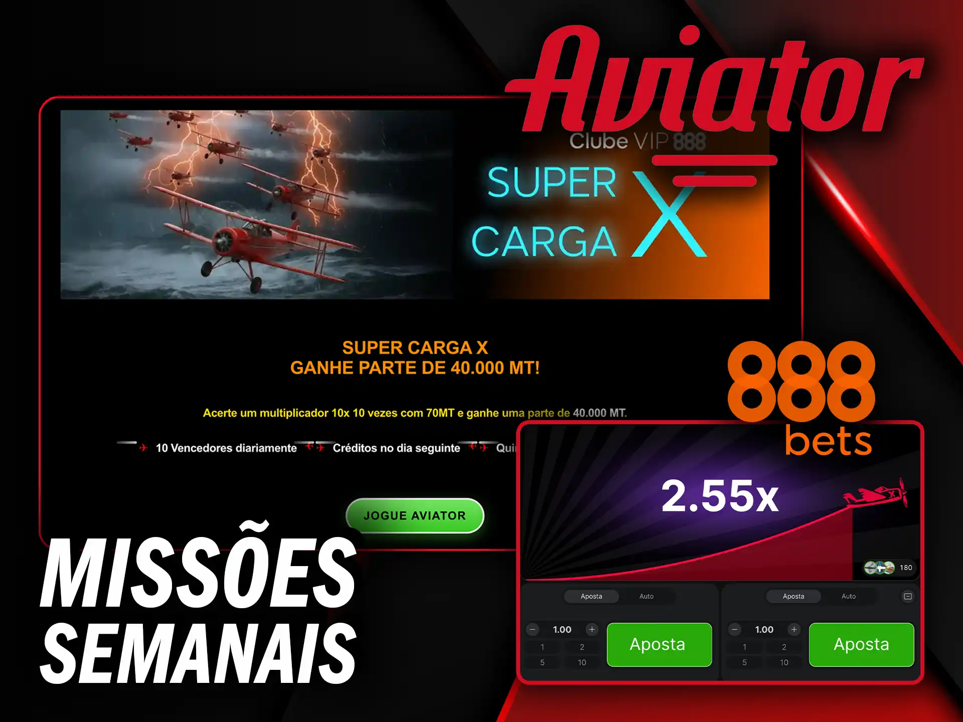 Participe das missões Aviator semanais e conquiste prêmios extras no 888Bets.