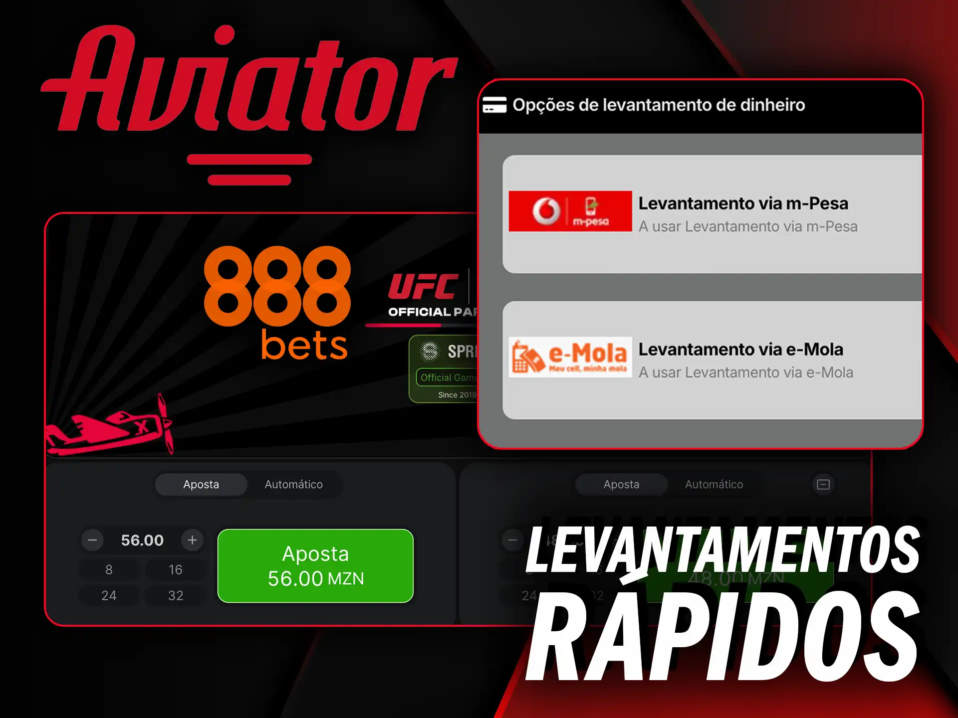 Garanta levantamentos rápidos e sem taxas ocultas para sacar seus ganhos do Aviator no 888Bets.