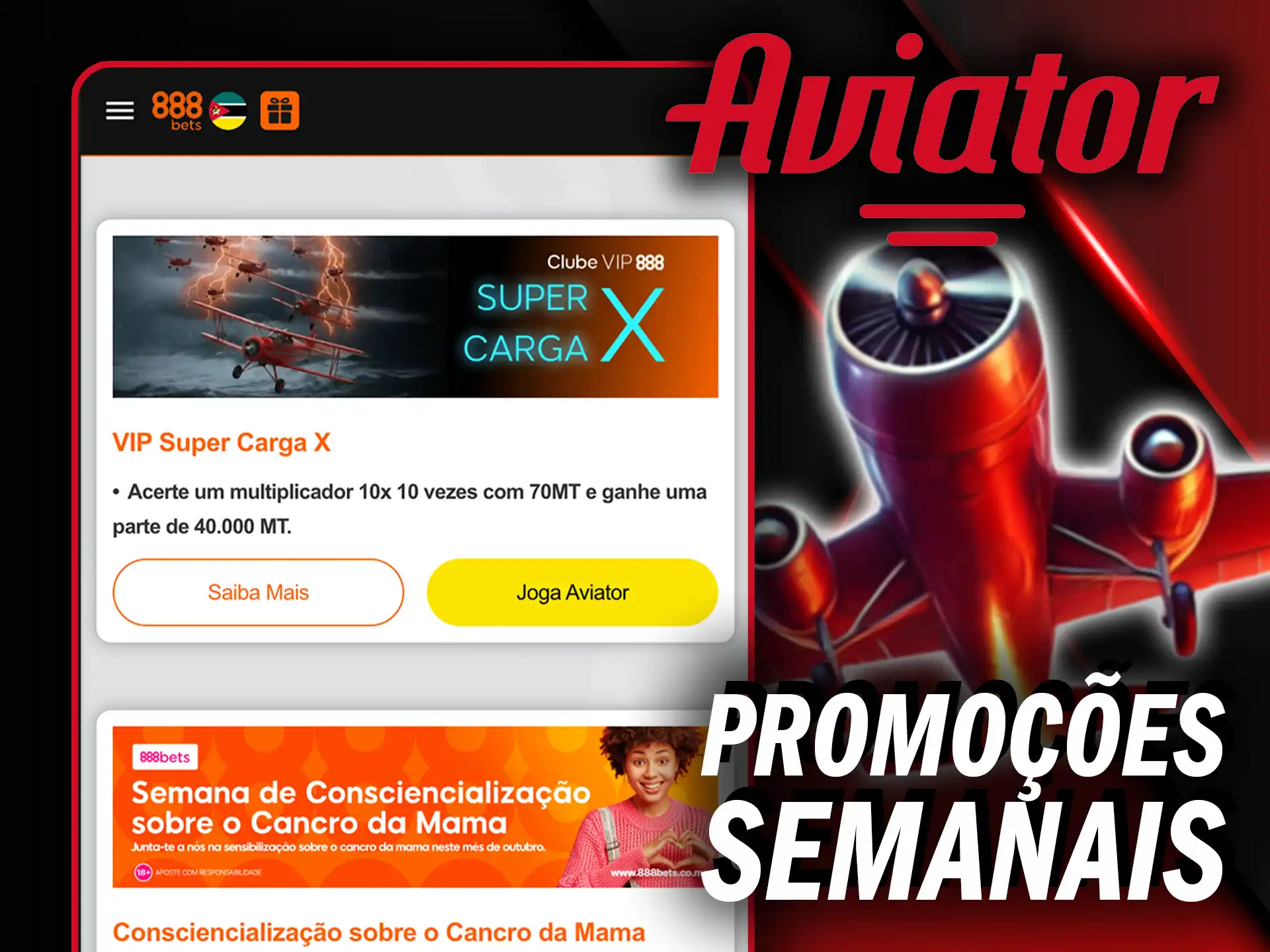 Participe das promoções semanais com Free Bets no Aviator e jogue sem risco no 888Bets.