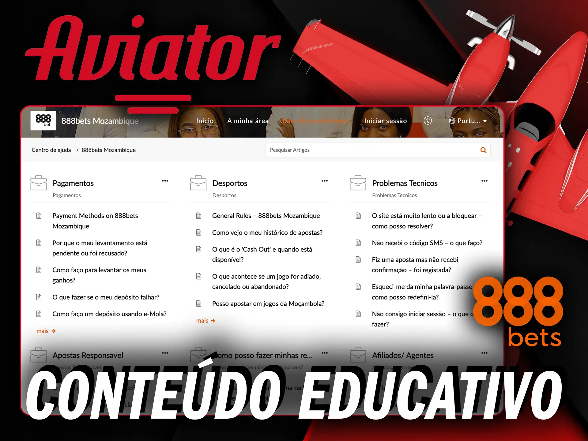 Acesse conteúdo educativo e suporte estratégico para dominar o Aviator no 888Bets.