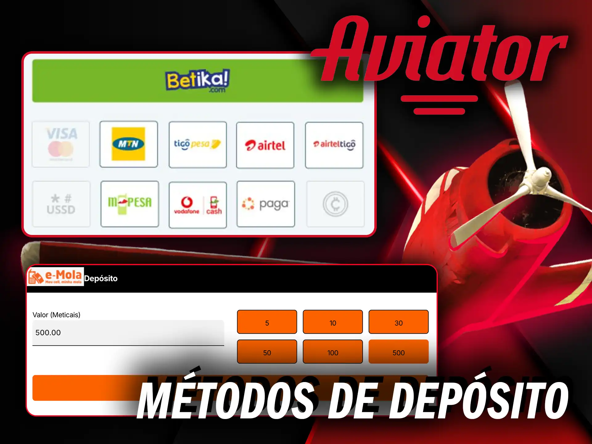 Confira os métodos de depósito para o jogo Aviator em Moçambique e comece a apostar.