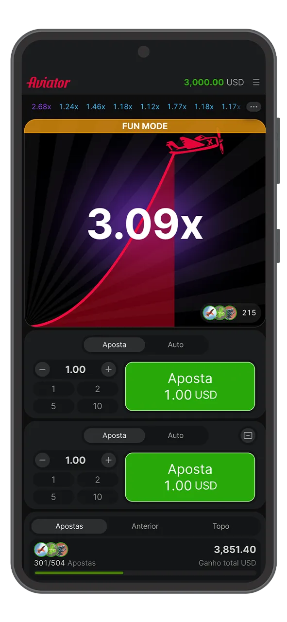 Visualize as capturas de ecrã de Aviator gameplay demo e pratique sem arriscar.